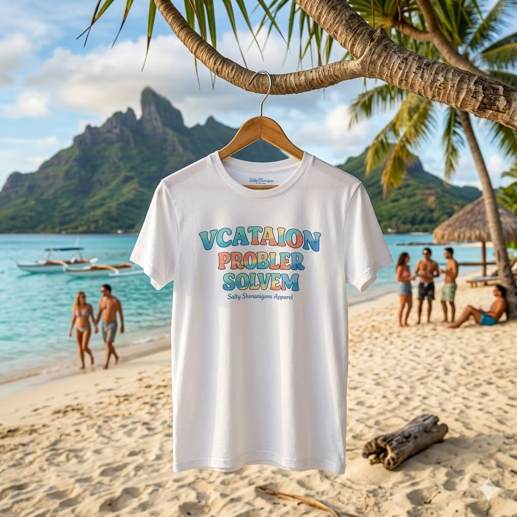 Funny 'Vacation Problem Solver' Beach Tee — Coastal Colors Cotton Crew Printify