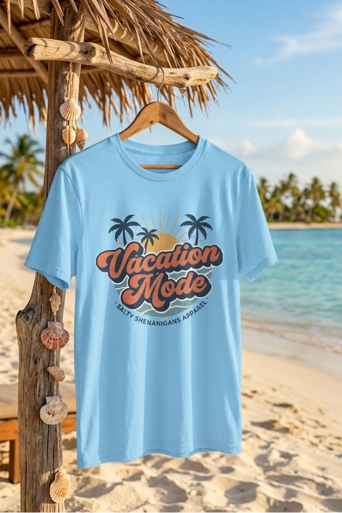 Vacation Mode Retro Salty Shenanigans Apparel Tee Printify