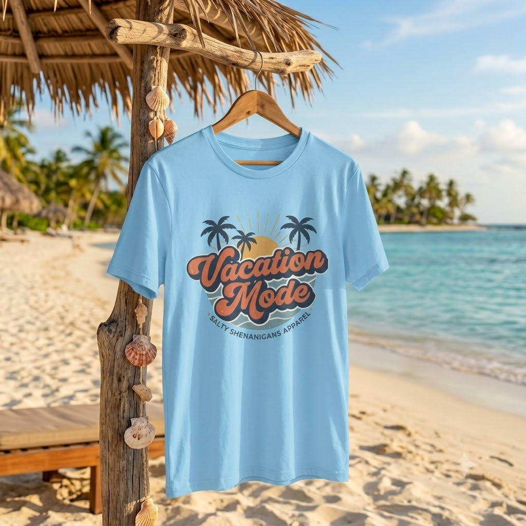 Vacation Mode Tall Shirt | Men's Coastal Resort Graphic Tee | Big & Tall Beach Shirt Printify