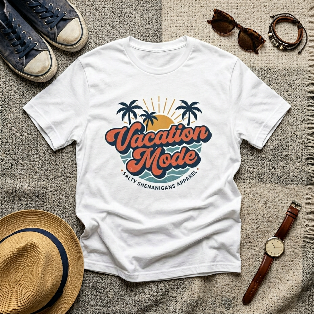 Vacation Mode Retro Salty Shenanigans Apparel Tall T-Shirt Printify