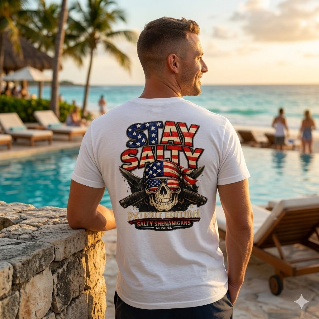 Stay Salty Patriot Edition Salty Shenanigans Apparel Tall T-Shirt Printify