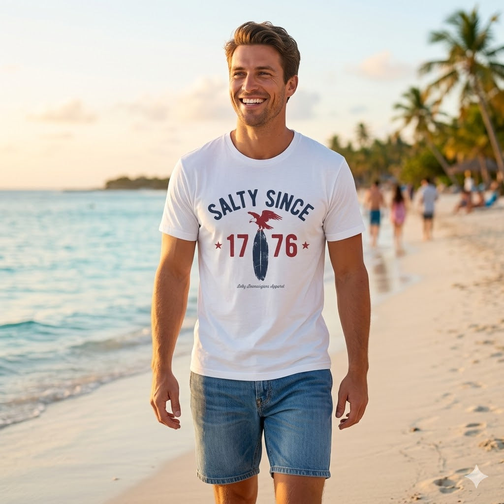 Salty Since 1776 T-Shirt — American Eagle Patriotic Tee Printify
