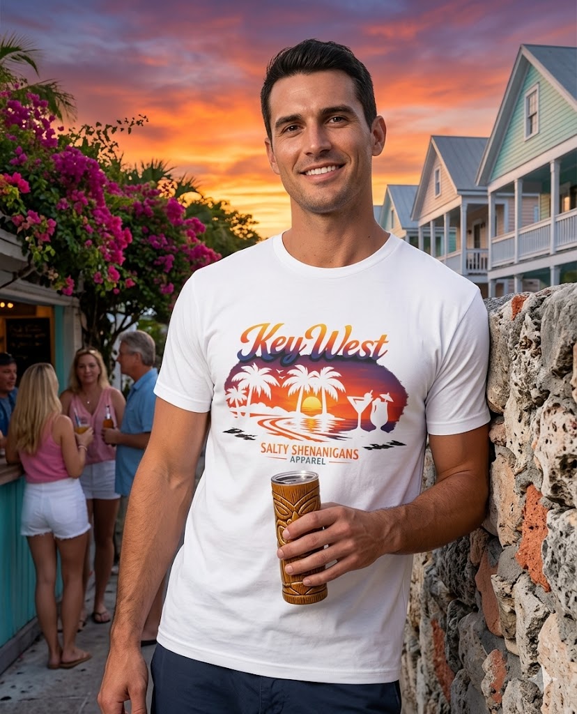 Key West Beach Palm T-Shirt Printify