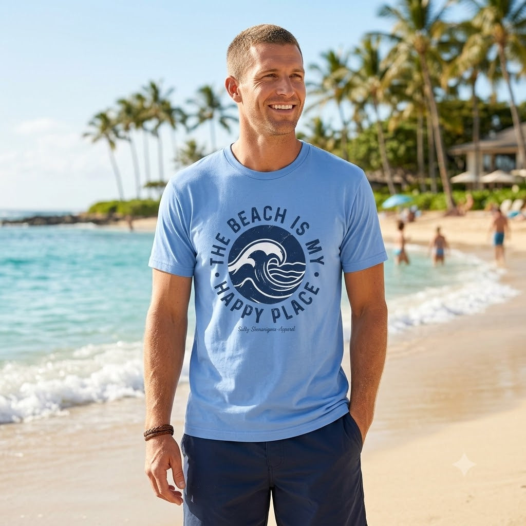 Beach Is My Happy Place Tall T-Shirt — Salty Shenanigans Apparel Printify