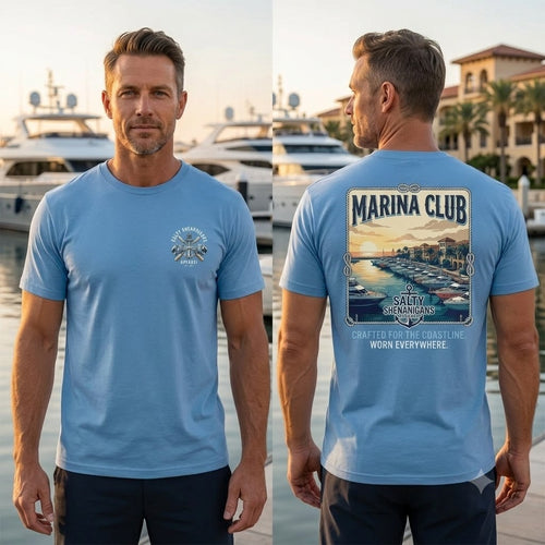 Marina Club Coastal Lifestyle Tee | Salty Shenanigans Apparel Printify