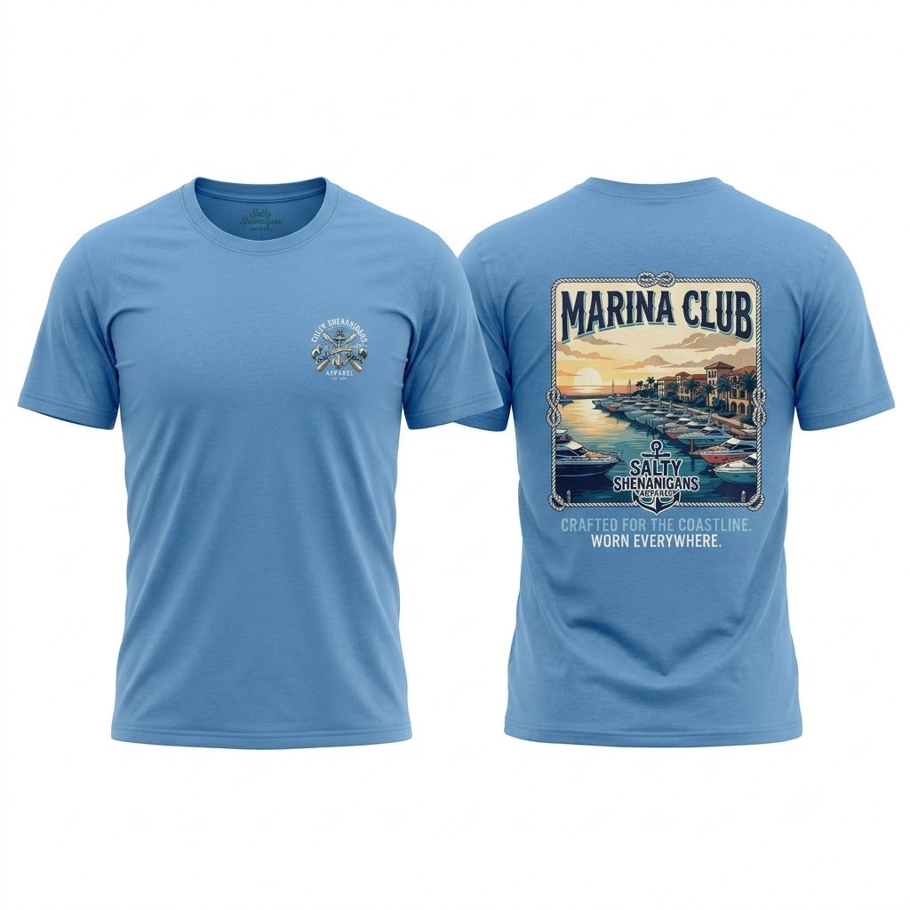 Marina Club Coastal Lifestyle Tee | Salty Shenanigans Apparel Printify