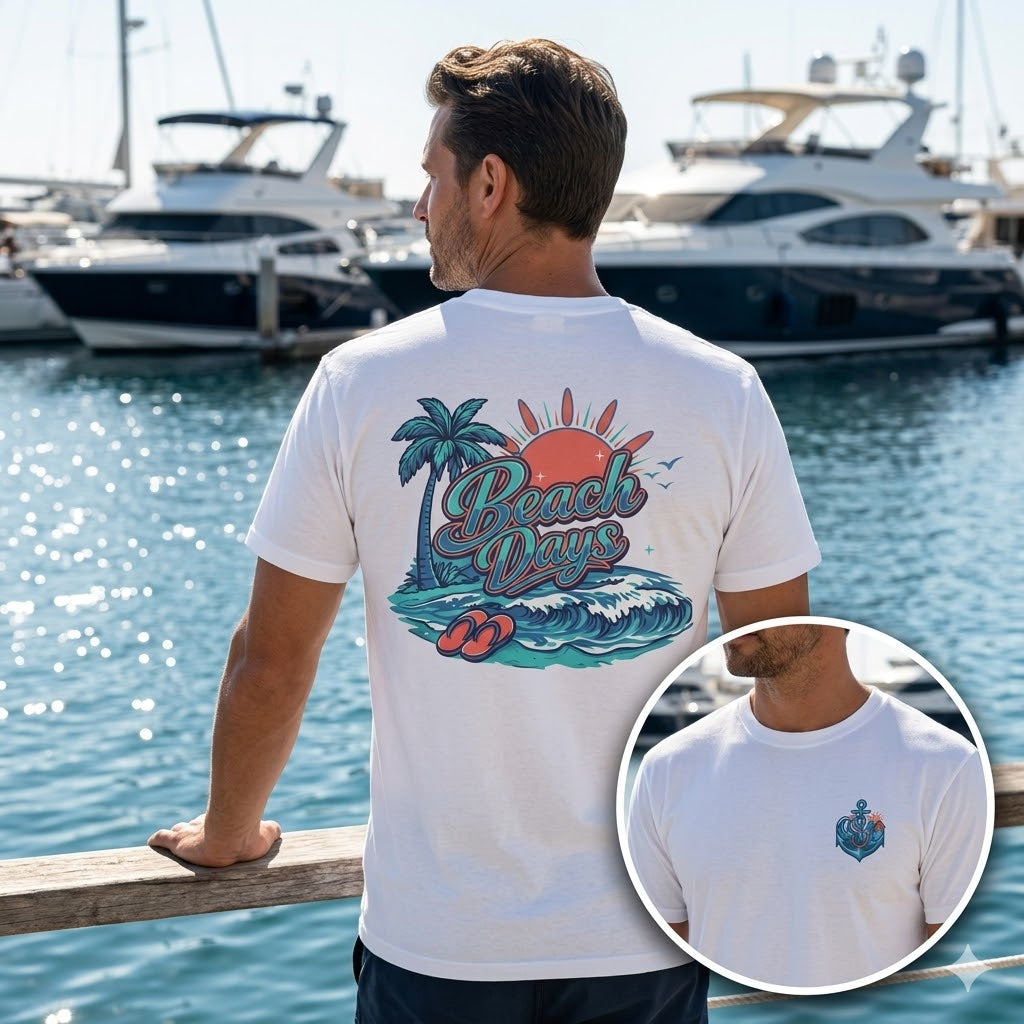 Beach Days Beach Shirt | Coastal Vacation Graphic Tee Printify