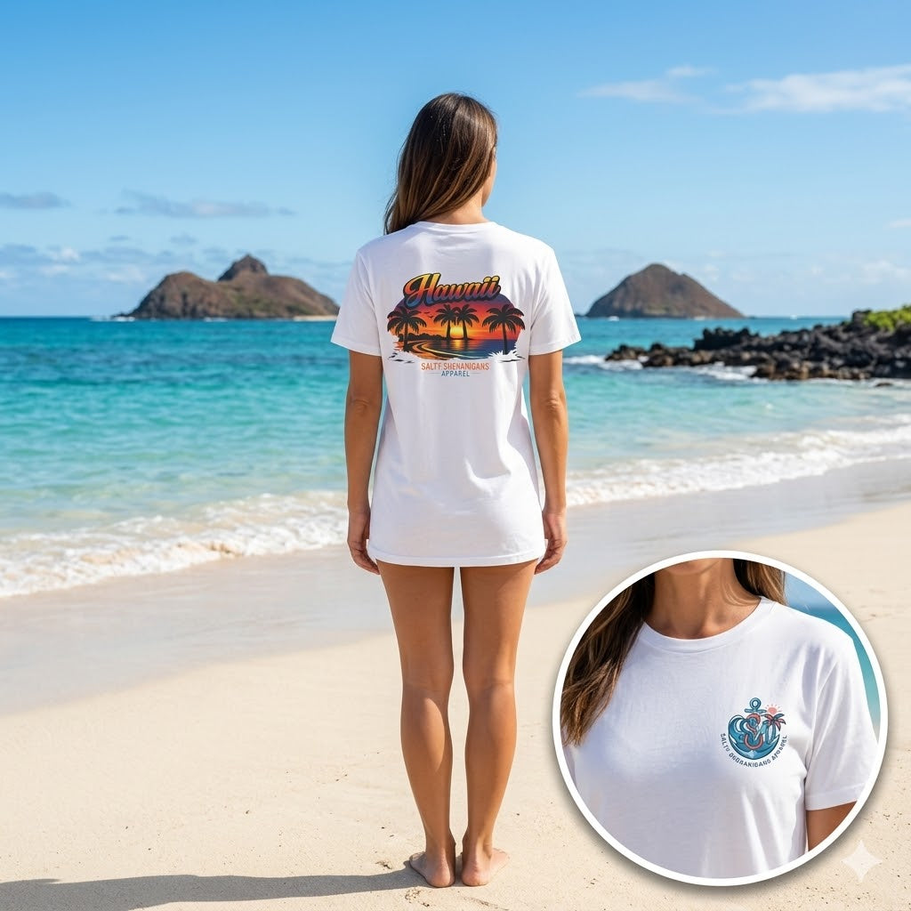Hawaii Beach Vacation Shirt | Women's Tropical Paradise Tee | Coastal Island Graphic T-Shirt Printify