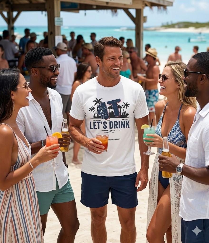 Let's Drink Coastal Graphic Tee Printify