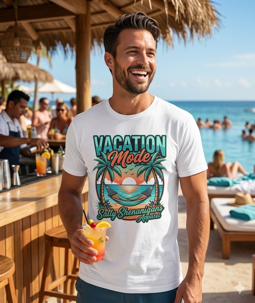 Vacation Mode Sunset Hammock Beach Tee Printify