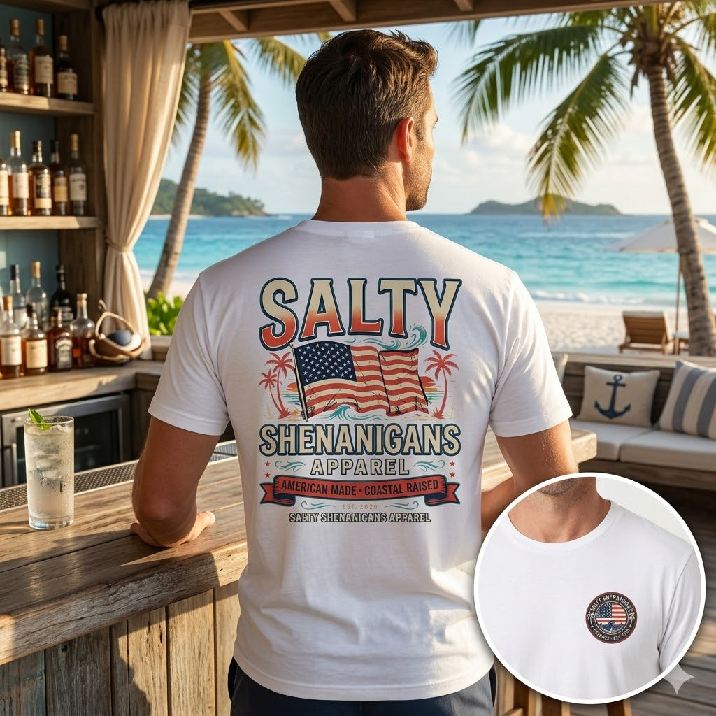American Made Coastal Raised Patriotic T-Shirt Printify