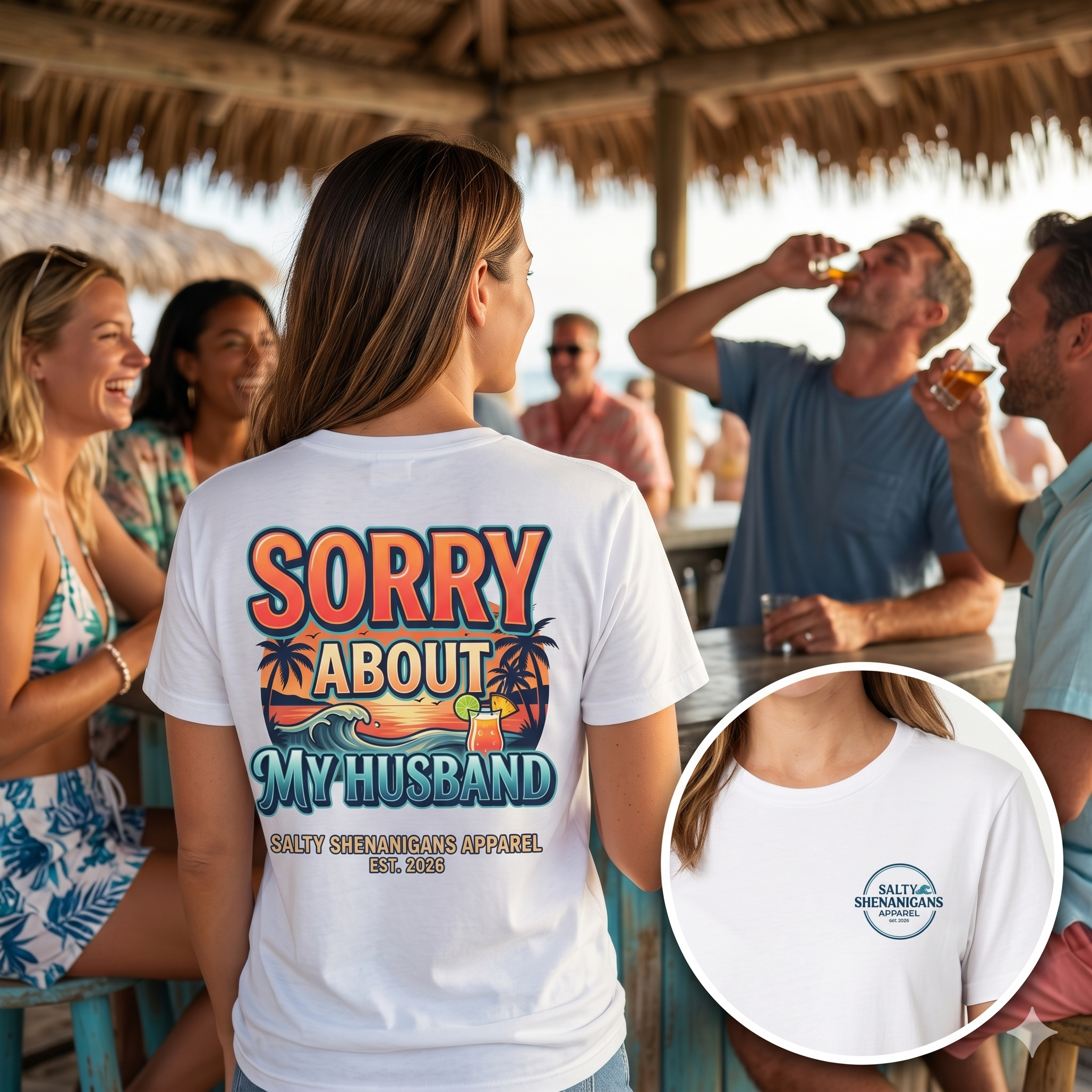 Sorry About My Husband Coastal Lifestyle T-Shirt Printify