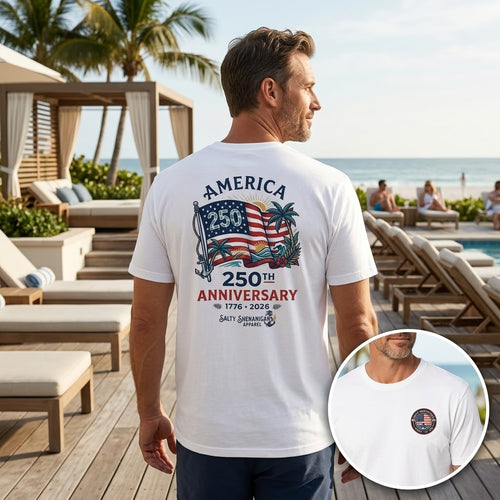 America 250th Anniversary 1776–2026 – Patriotic Coastal Tall Tee | Hanes Beefy-T Tall Printify
