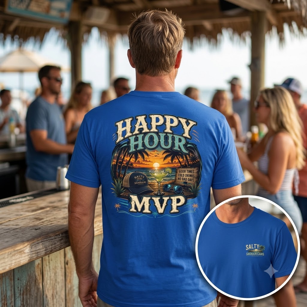 Happy Hour MVP | Funny Beach Margarita Graphic T-Shirt Printify