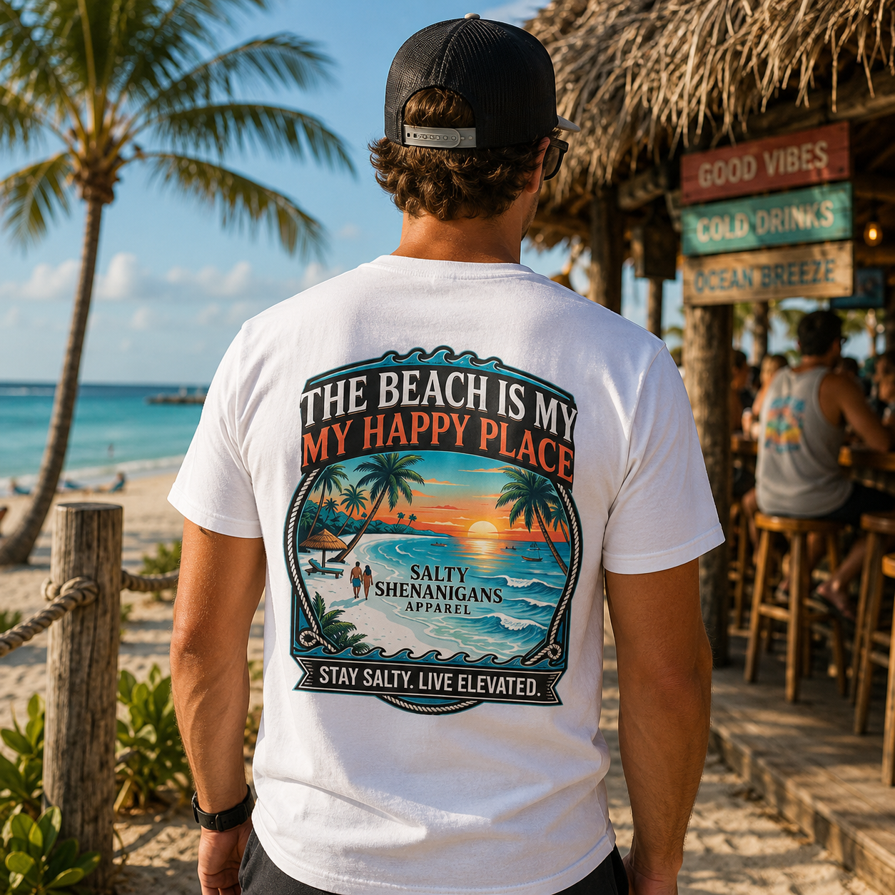 The Beach Is My Happy Place T-Shirt | Premium Coastal Graphic Tee Printify