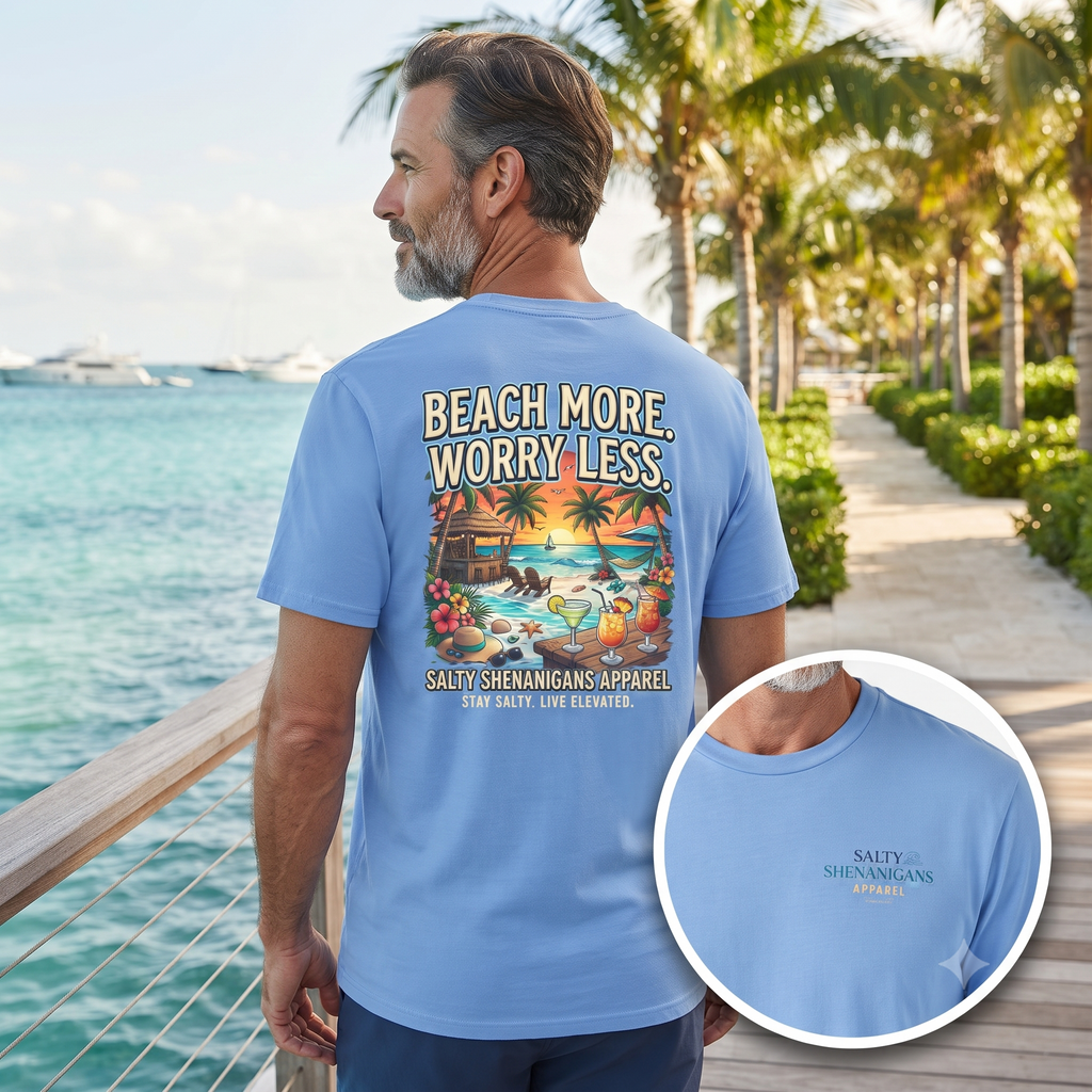 Beach More. Worry Less. Coastal Beach Tee Printify