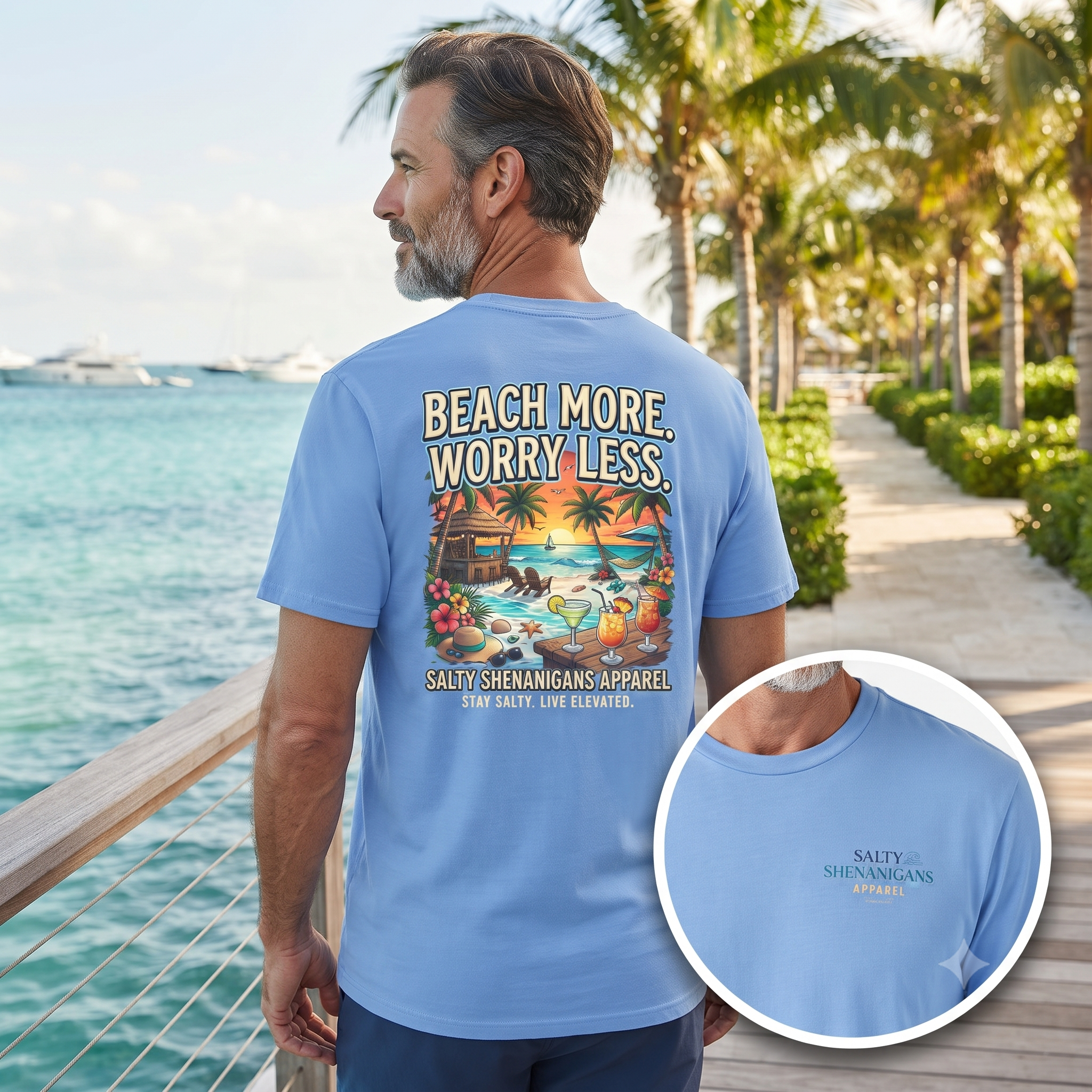 Beach More. Worry Less. Coastal Beach Tee Printify