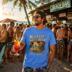 23.99 All JULY - Never Late to Happy Hour Front Graphic T-Shirt | Beach Bar Tee Printify