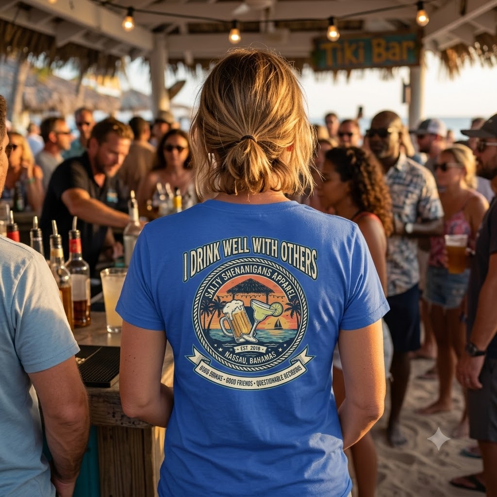 I Drink Well With Others Women's Beach Bar T-Shirt Printify