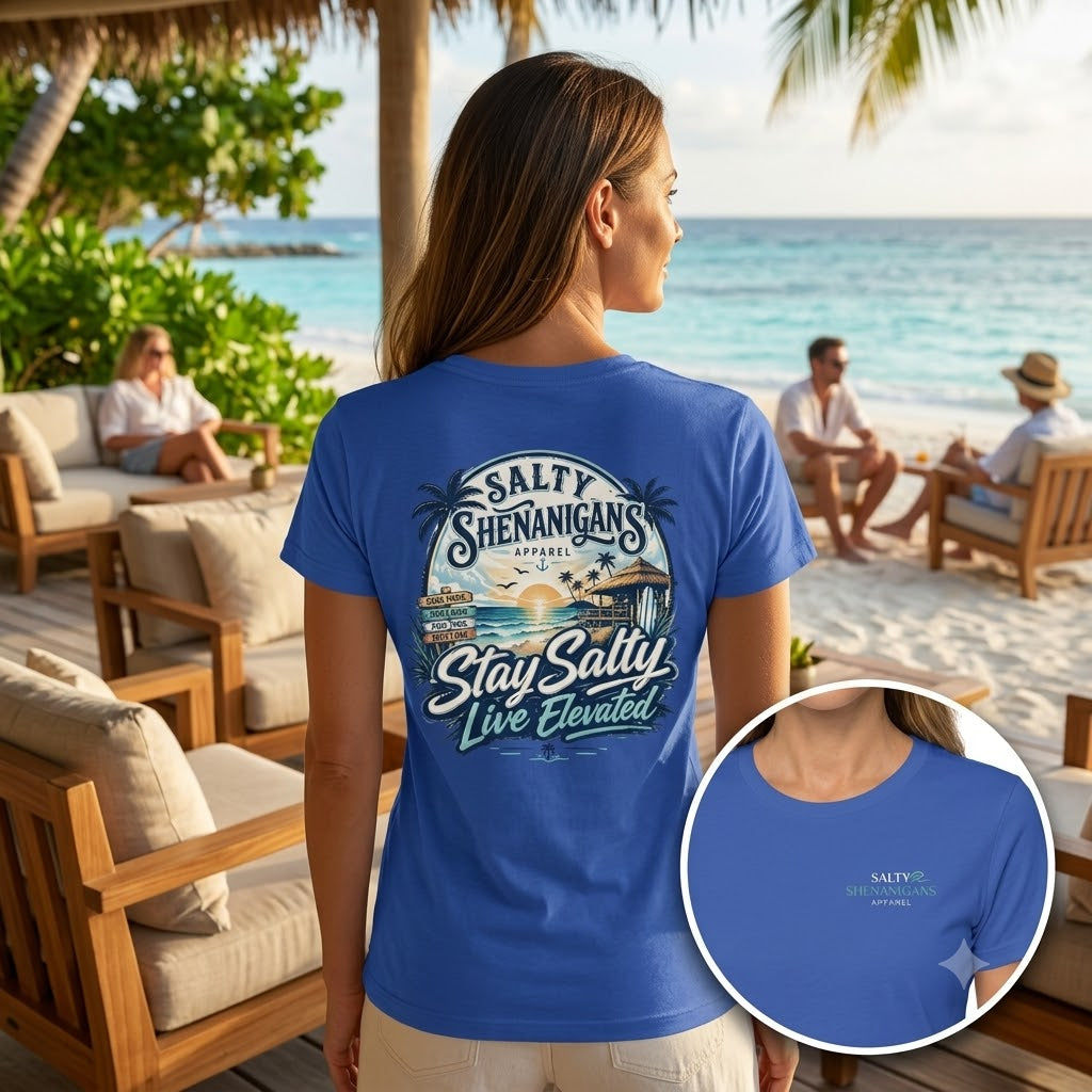 Women's Stay Salty, Live Elevated Bella+Canvas 6004 Coastal Beach Tee Printify