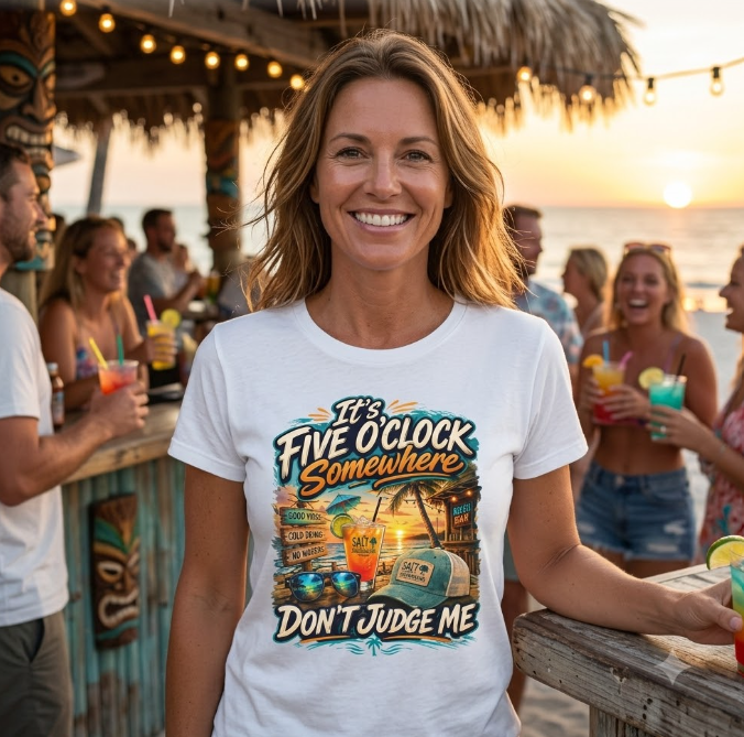It's Five O'Clock Somewhere Women's Bella+Canvas Fitted Tee Printify