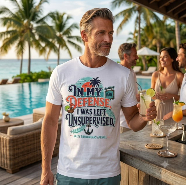 In My Defense I Was Left Unsupervised Front Print Hanes Beefy-T® Tall Tee Printify