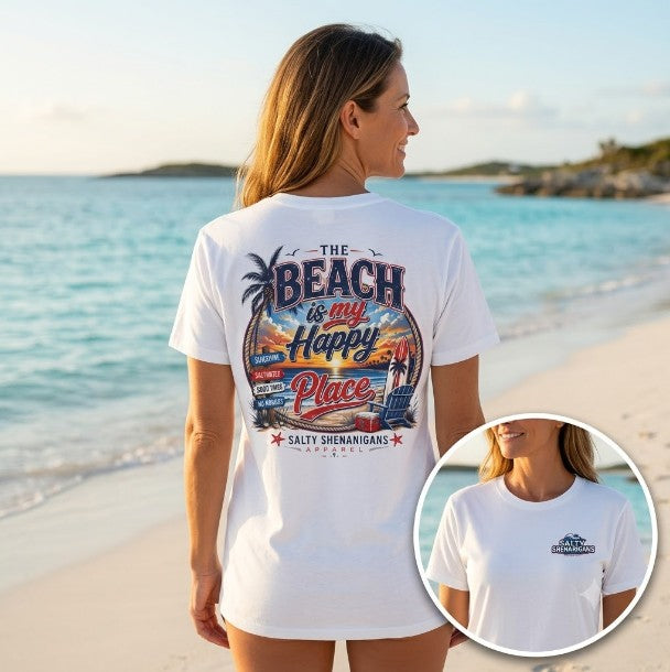 Beach Is My Happy Place | Coastal Vacation Graphic Tee Printify