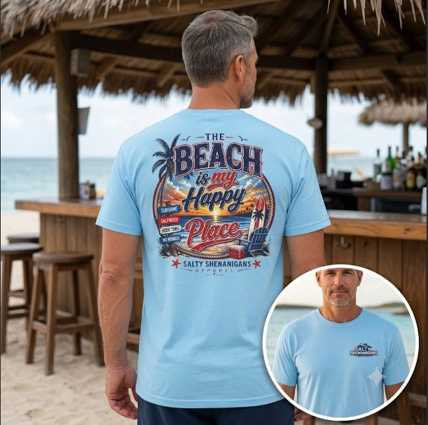Beach Is My Happy Place | Coastal Vacation Graphic Tee Printify