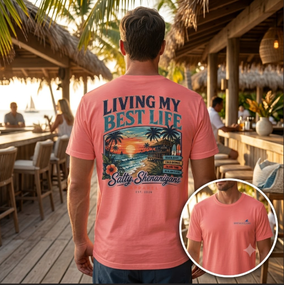 Living My Best Life Sunset Tee Printify