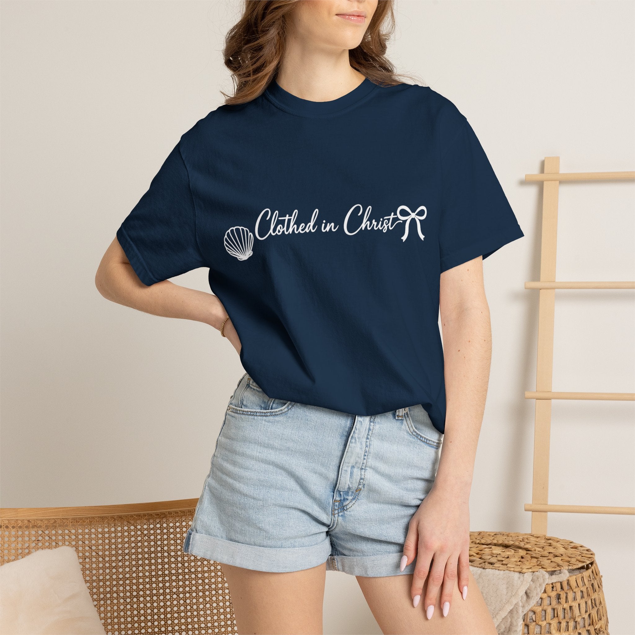 Clothed in Christ T-Shirt- White Graphic Printify