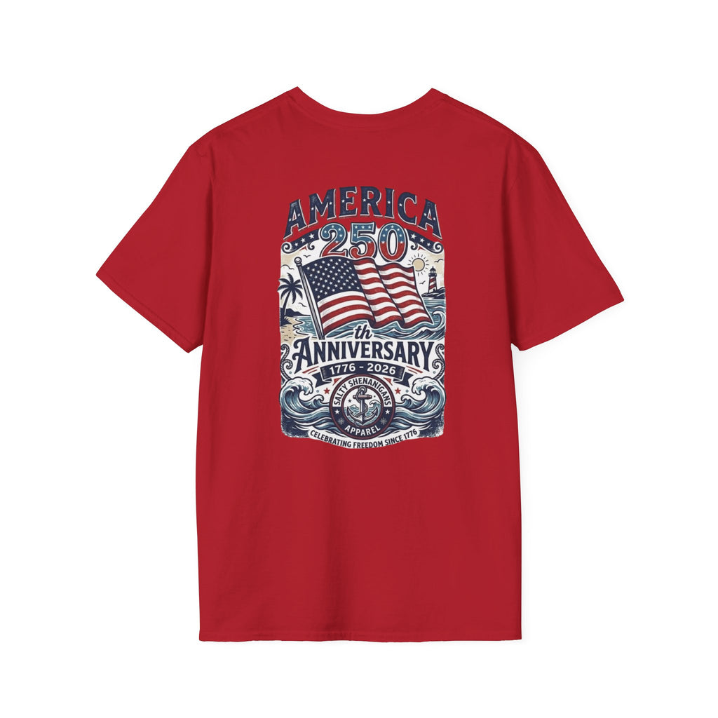 Salty Shenanigans Apparel America 250 Beach Palm T-Shirt Printify