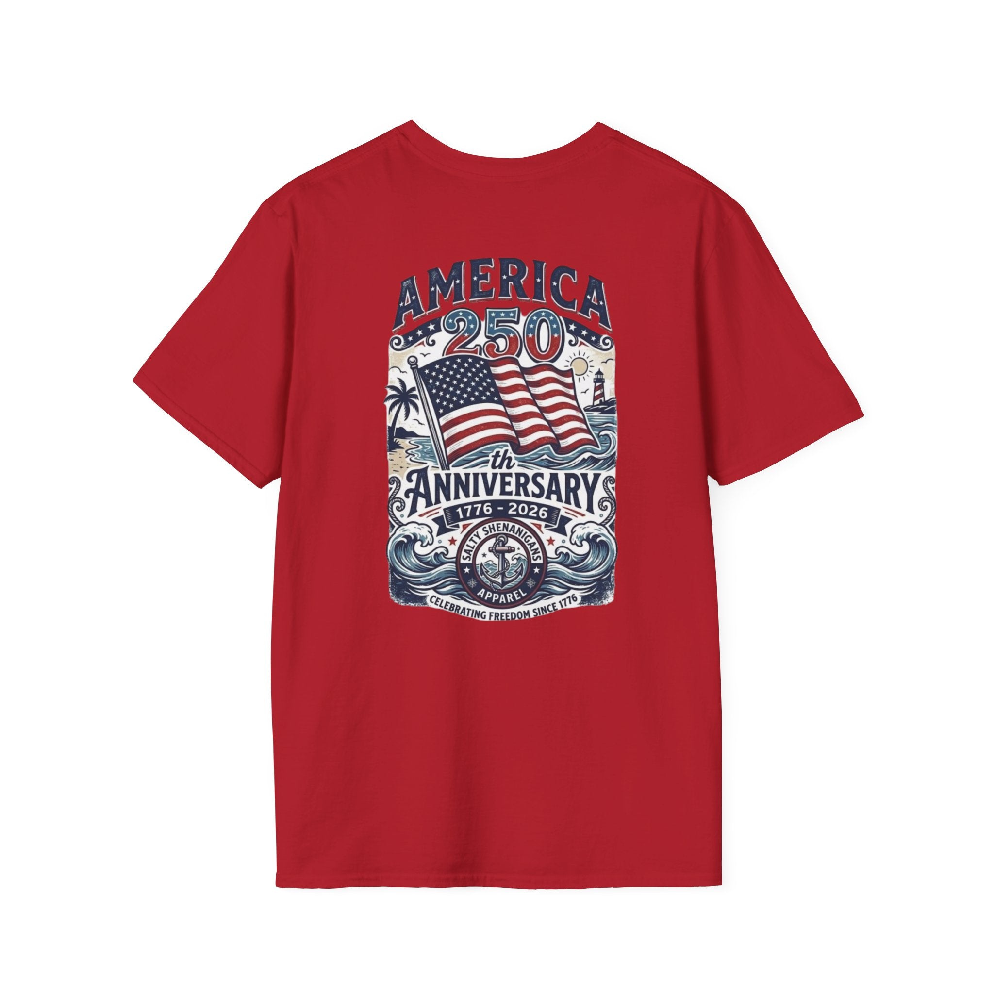 Salty Shenanigans Apparel America 250 Beach Palm T-Shirt Printify