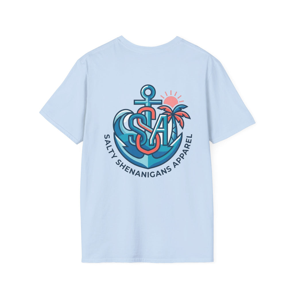 Salty Shenanigans Anchor Monogram Tee | Coastal Lifestyle T-Shirt | Gildan 64000 Softstyle Printify