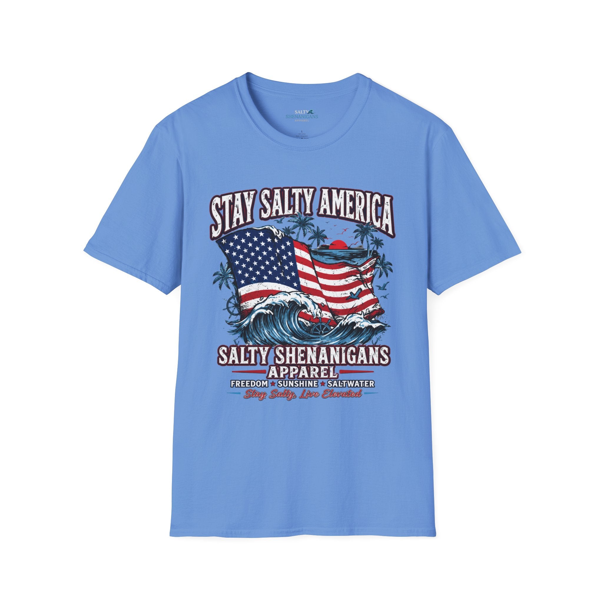 Stay Salty America Premium Beach Tee | Patriotic Coastal Graphic Shirt Printify