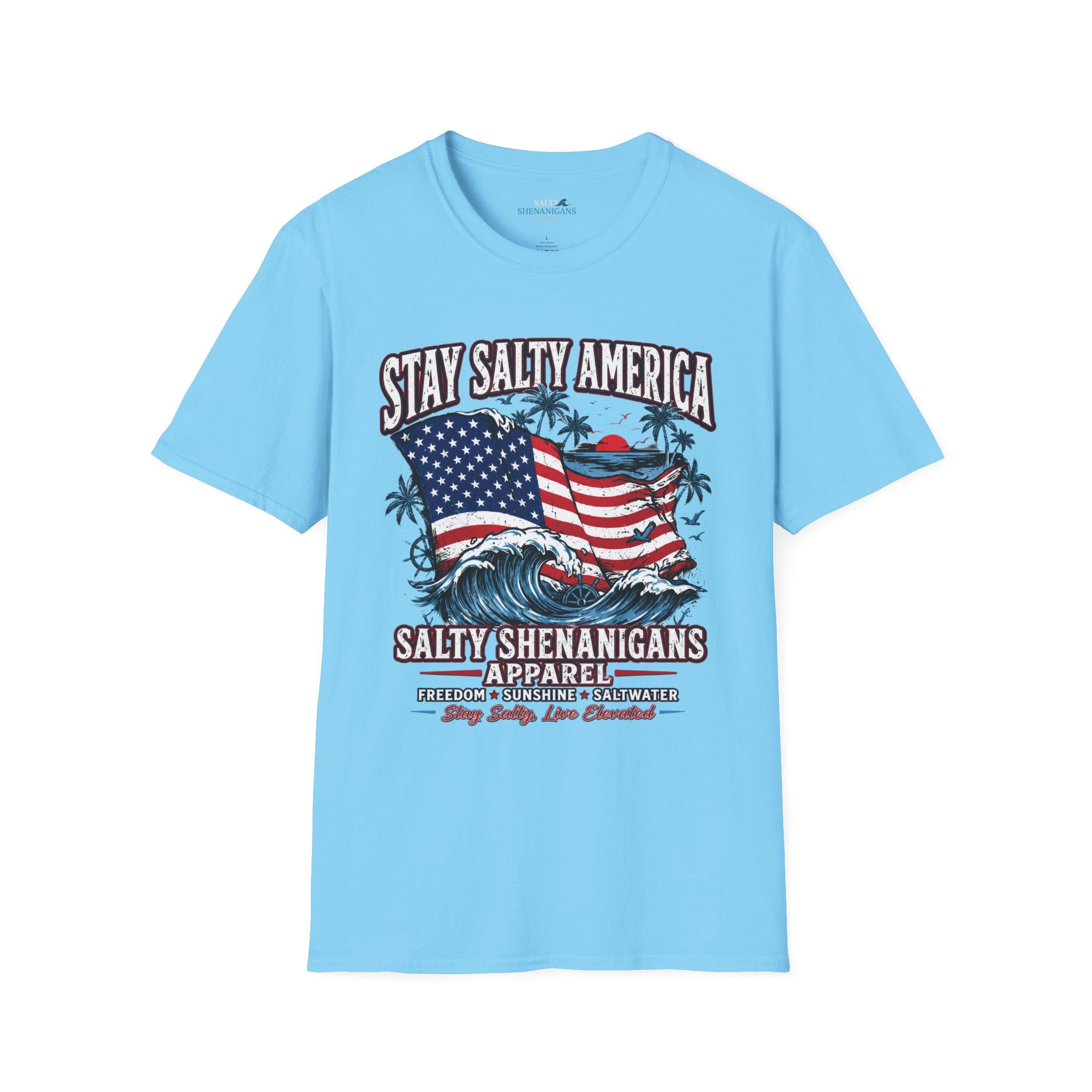 Stay Salty America Premium Beach Tee | Patriotic Coastal Graphic Shirt Printify