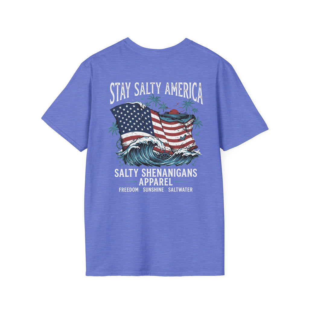 Stay Salty America Patriotic Coastal T-Shirt | Salty Shenanigans Apparel Printify