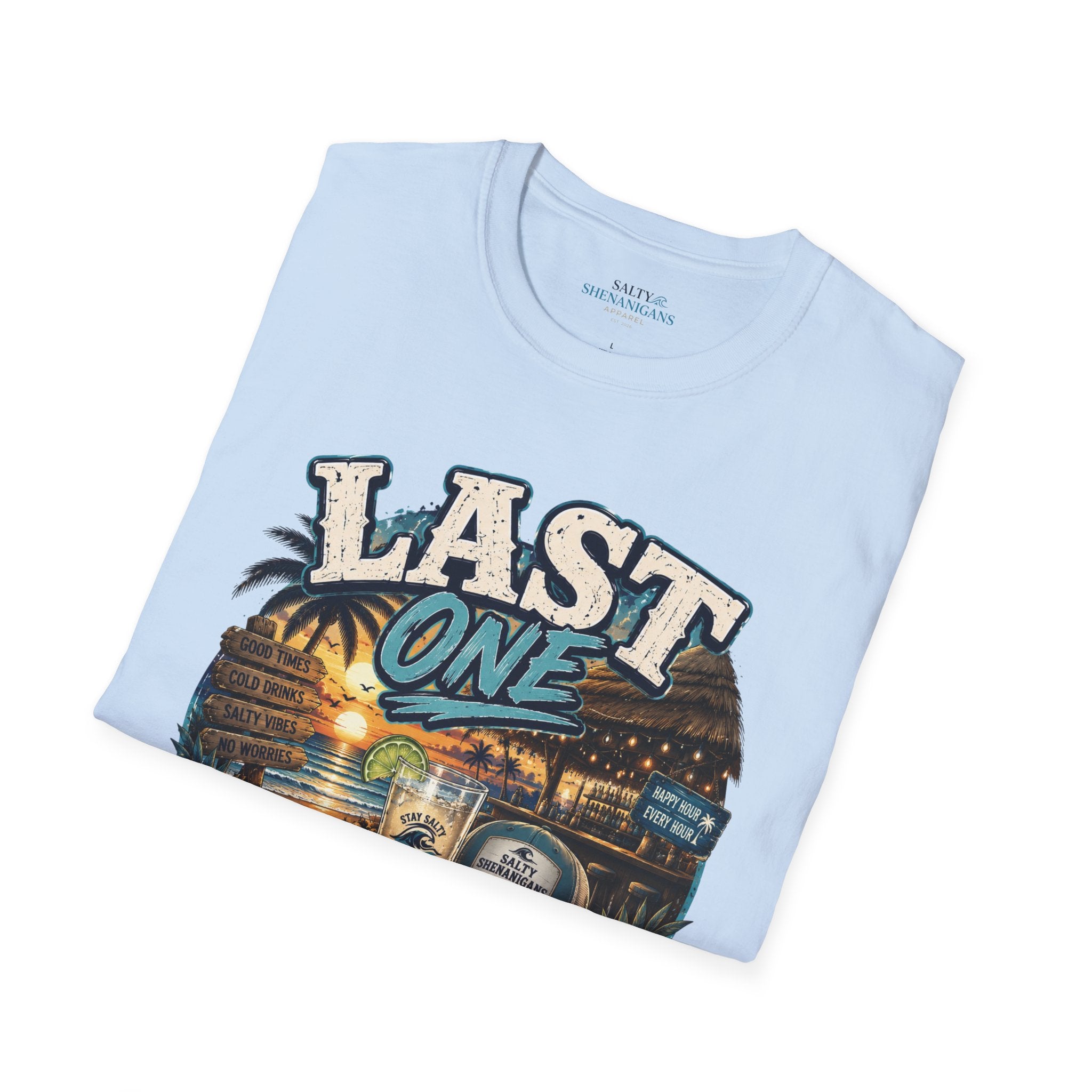 Last One Standing Beach Bar Graphic Tee Printify