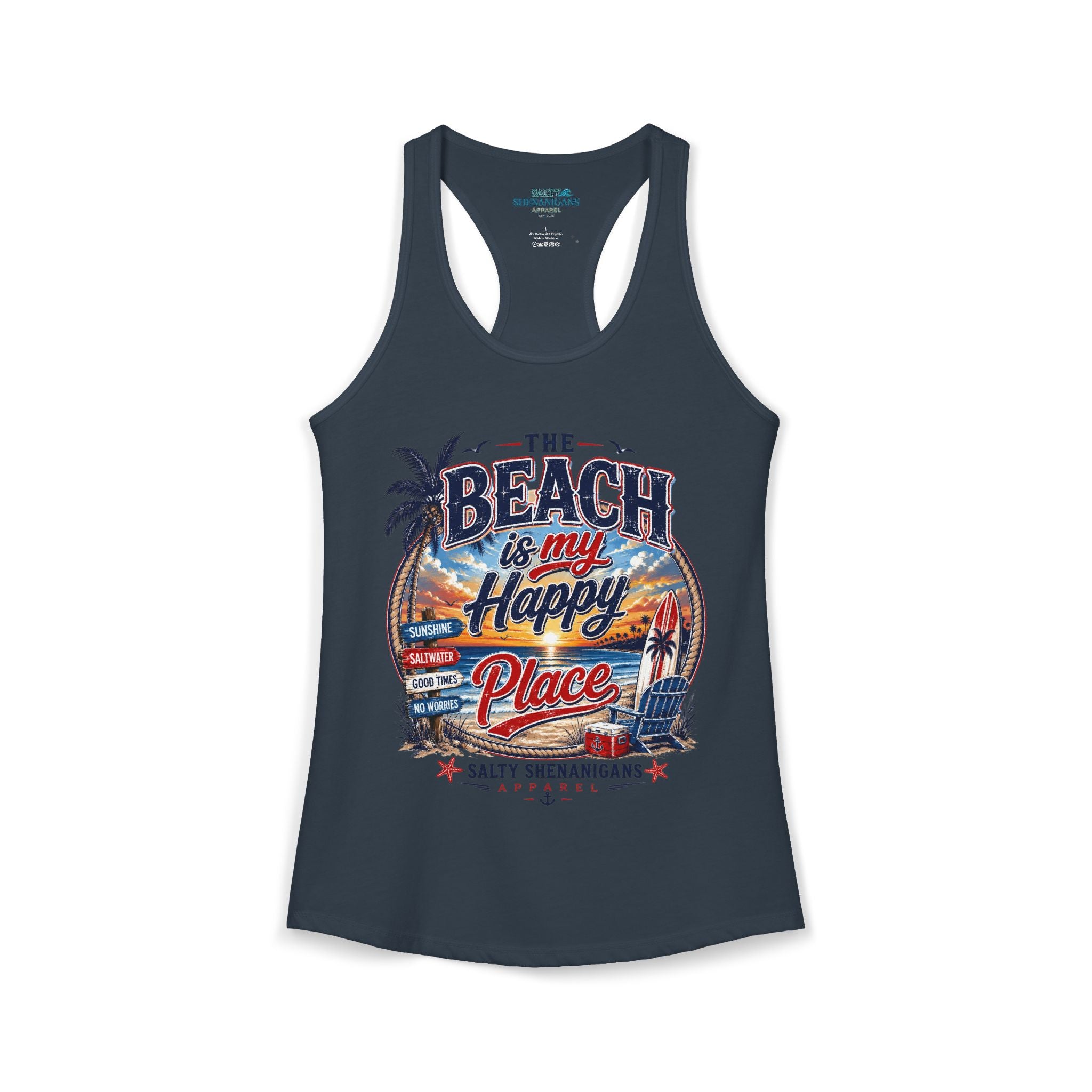 The Beach Is My Happy Place Women's Coastal Tank Top Printify