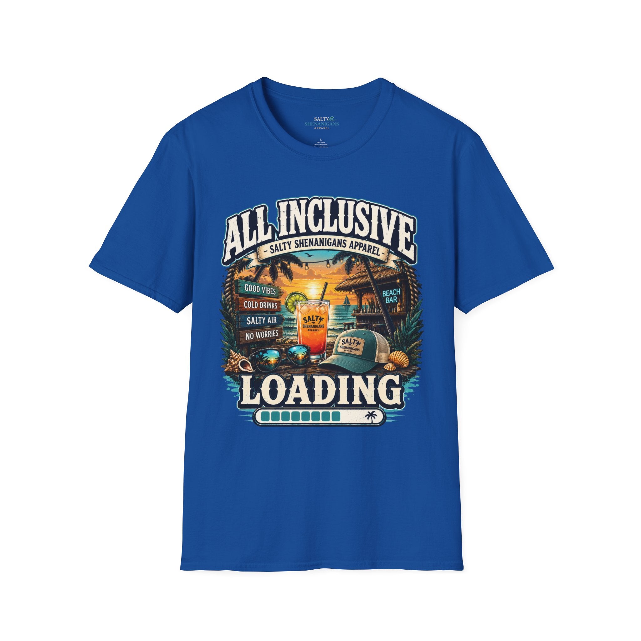 All Inclusive Loading Beach Vacation T-Shirt Printify