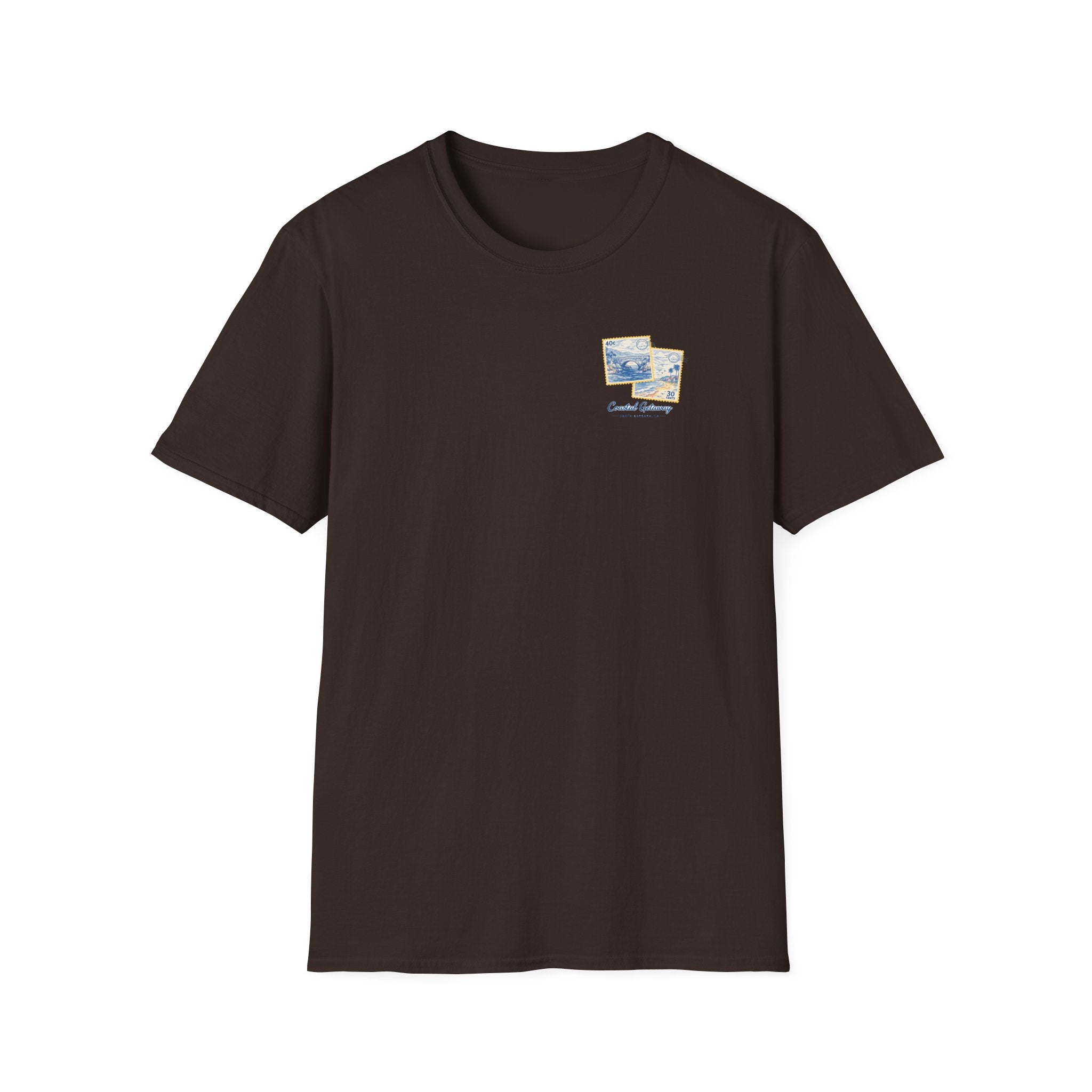Coastal Getaway T-Shirt — Vintage Stamp Beach Tee Printify
