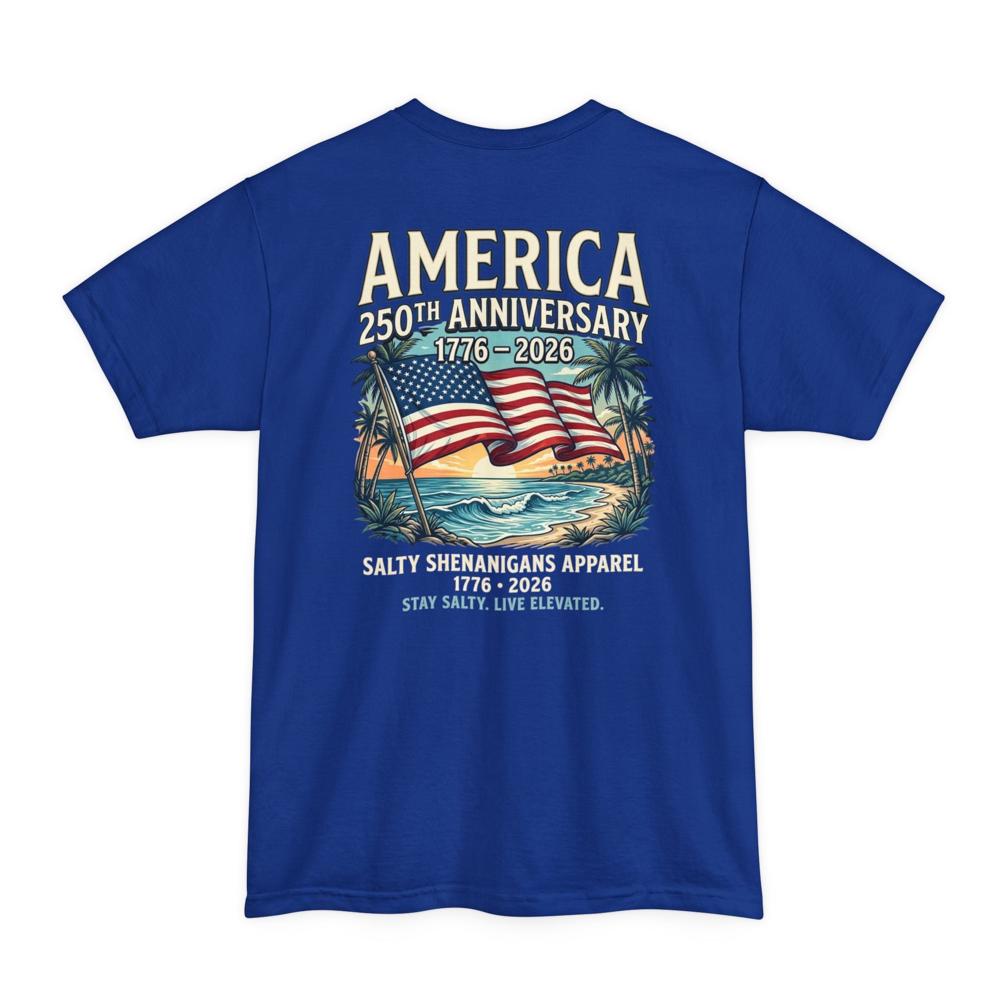 America 250th Anniversary 1776–2026 – Patriotic Coastal Tall Tee | Hanes Beefy-T Tall Printify