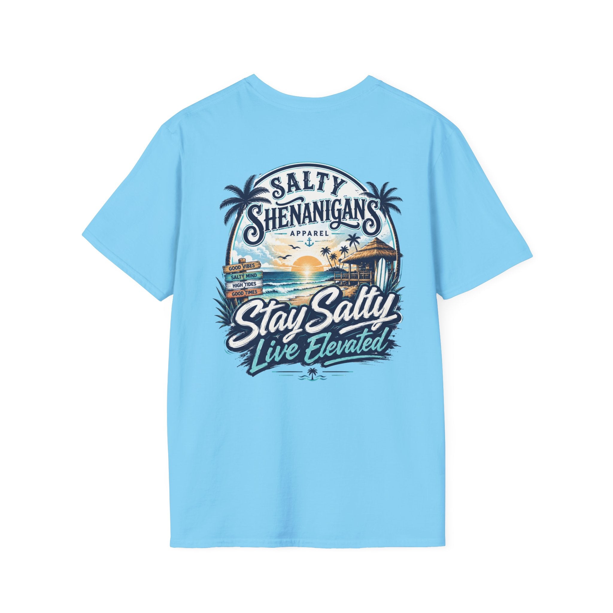 Stay Salty, Live Elevated Coastal Beach Bar Tee Printify