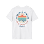 Salty Shenanigans Apparel Sand, Sea & Sunsets T-Shirt Printify