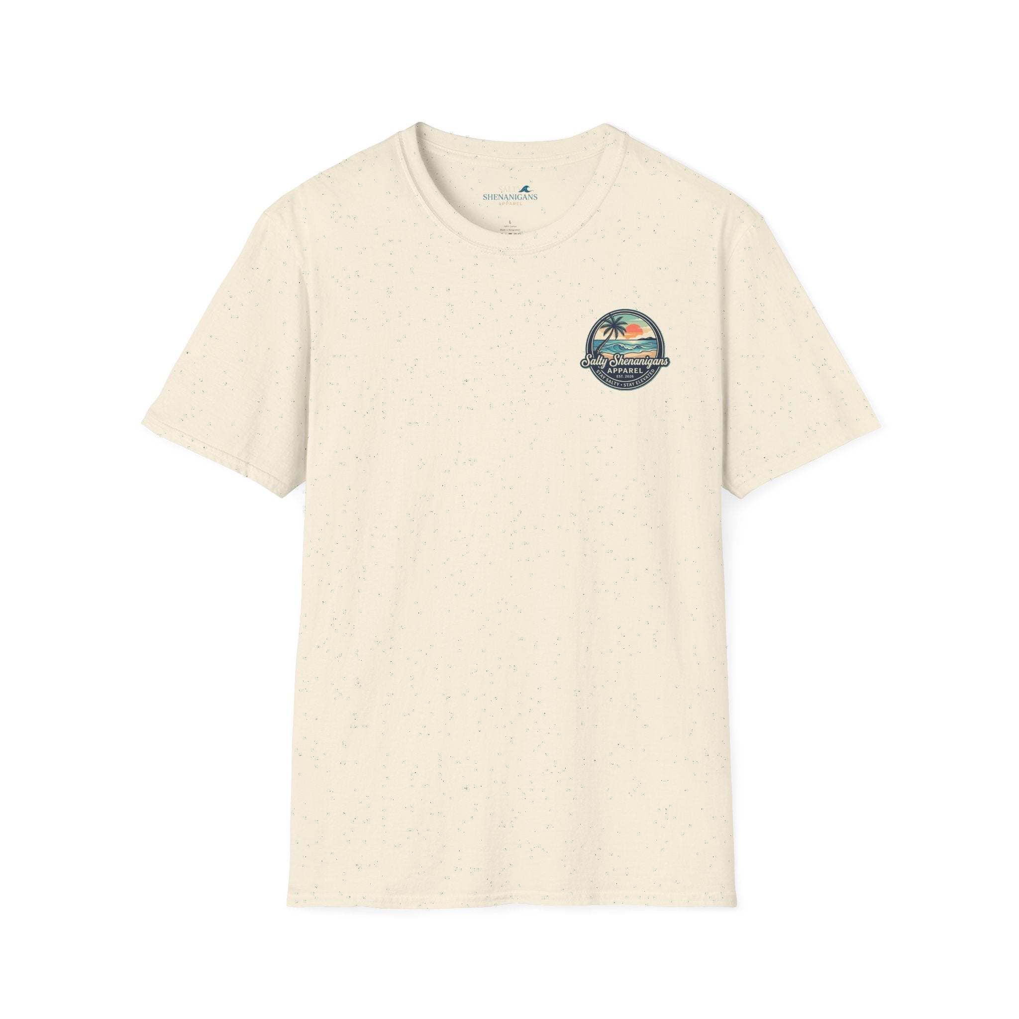 Salty Shenanigans Vintage Coastal Sunset Logo Printify