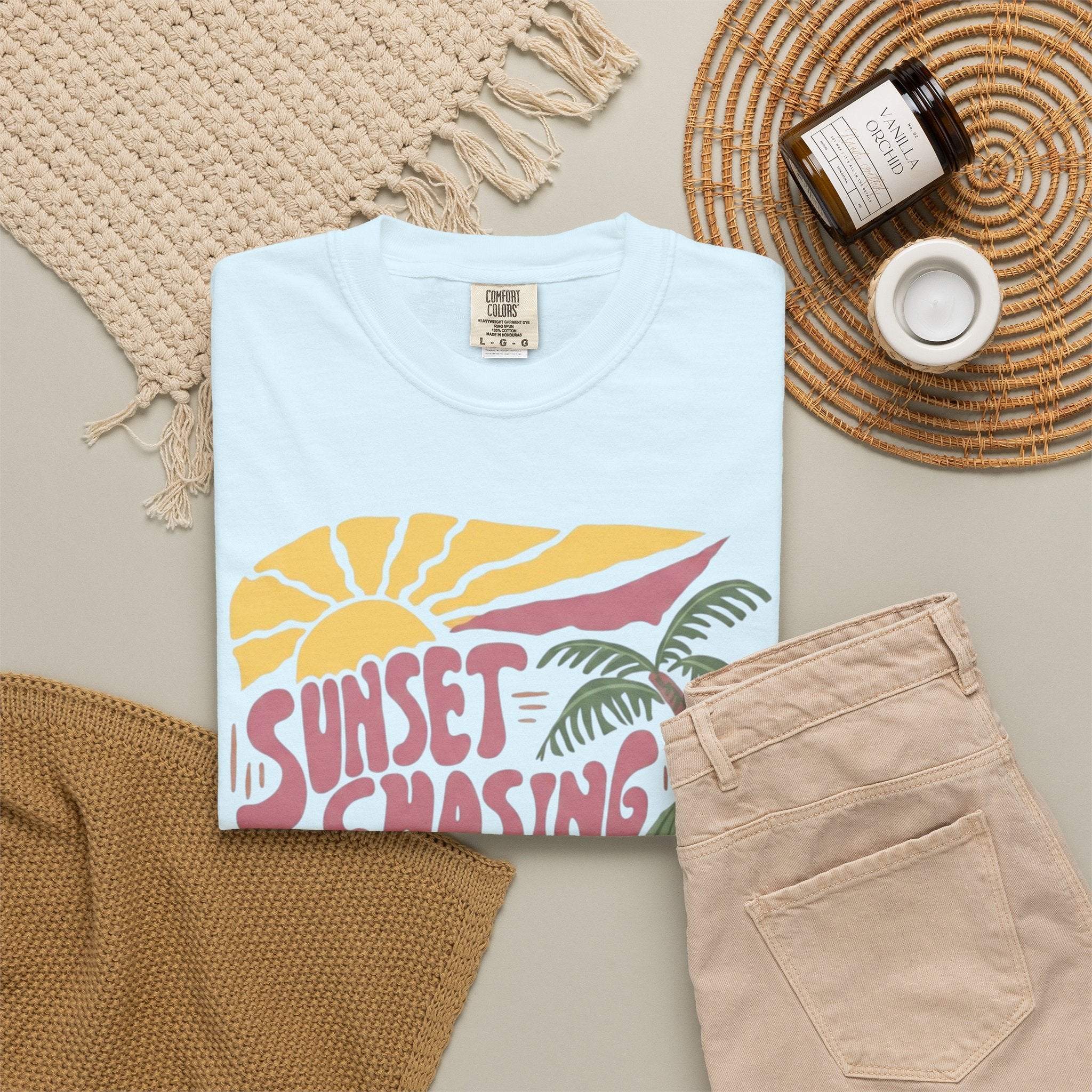 Clothed In Christ T‑Shirt — Sunset Chasing Jesus Seeker Tee Printify
