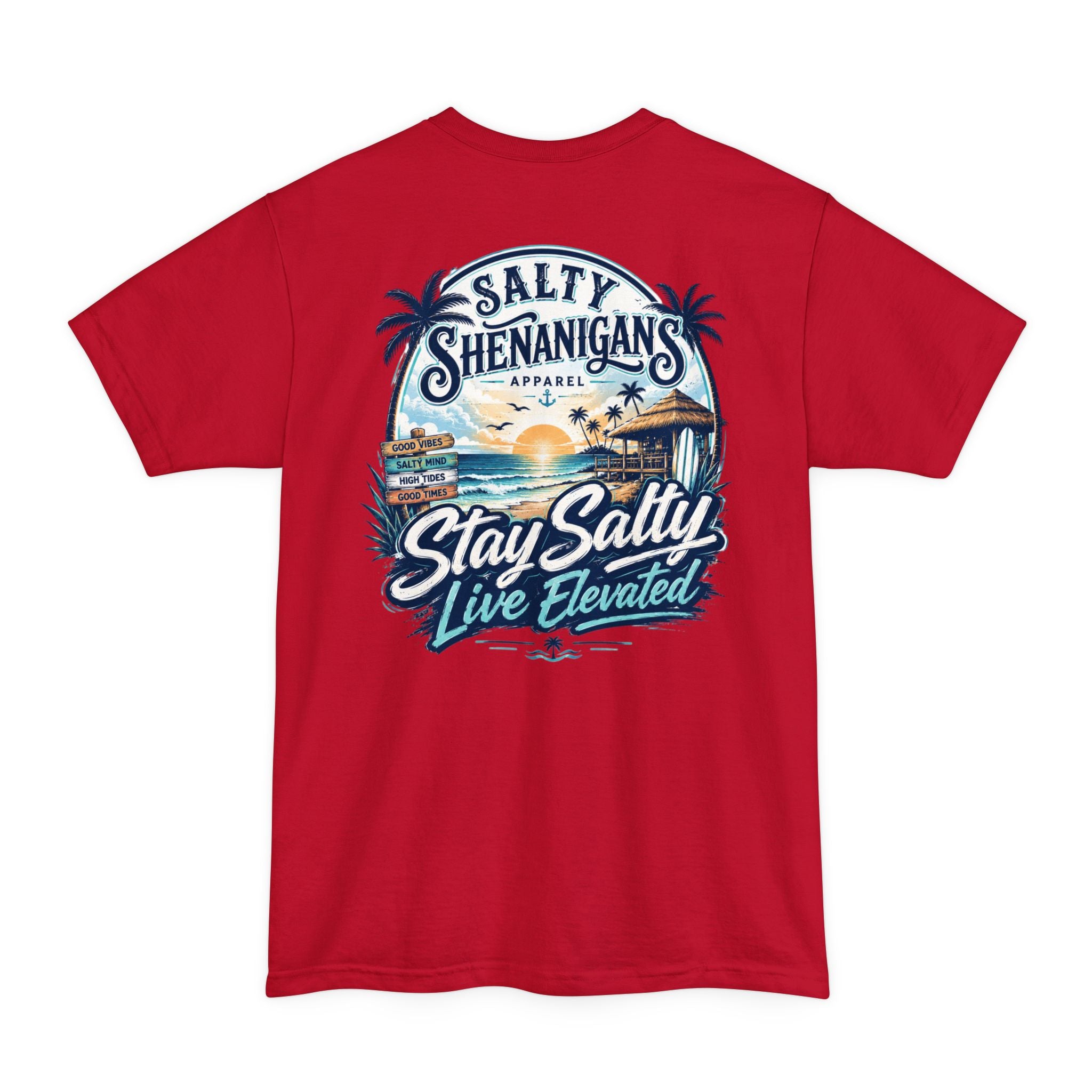 Stay Salty, Live Elevated Coastal Beach Bar Tall Tee Printify