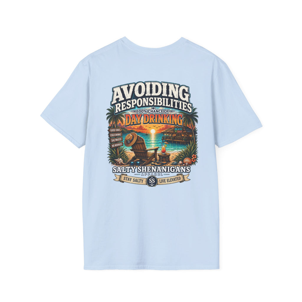 Avoiding Responsibilities Coastal Lifestyle Graphic Tee Printify