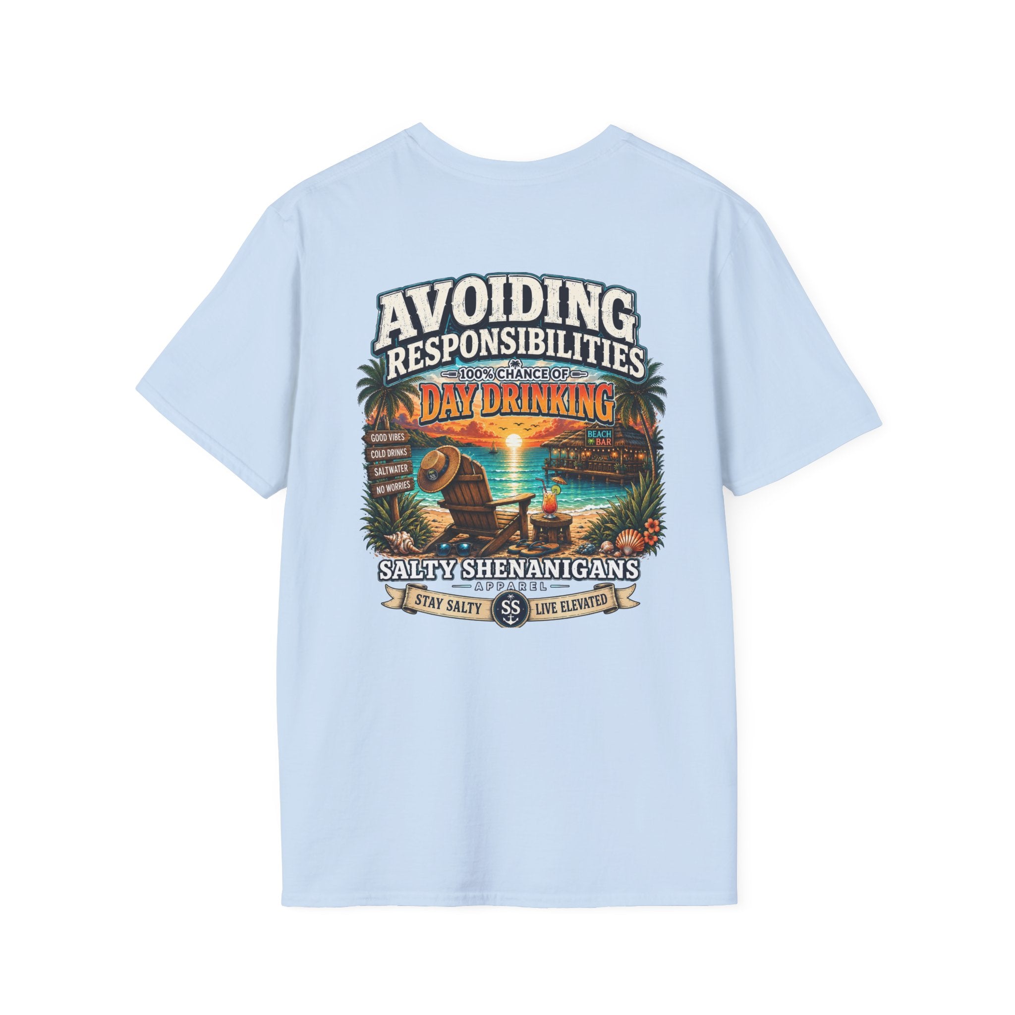 Avoiding Responsibilities Coastal Lifestyle Graphic Tee Printify