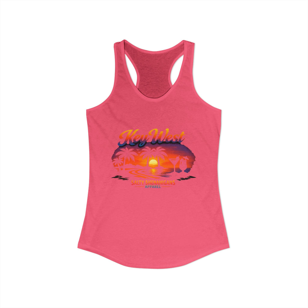 Women's Salty Shenanigans Key West Palm Racerback Tank Printify