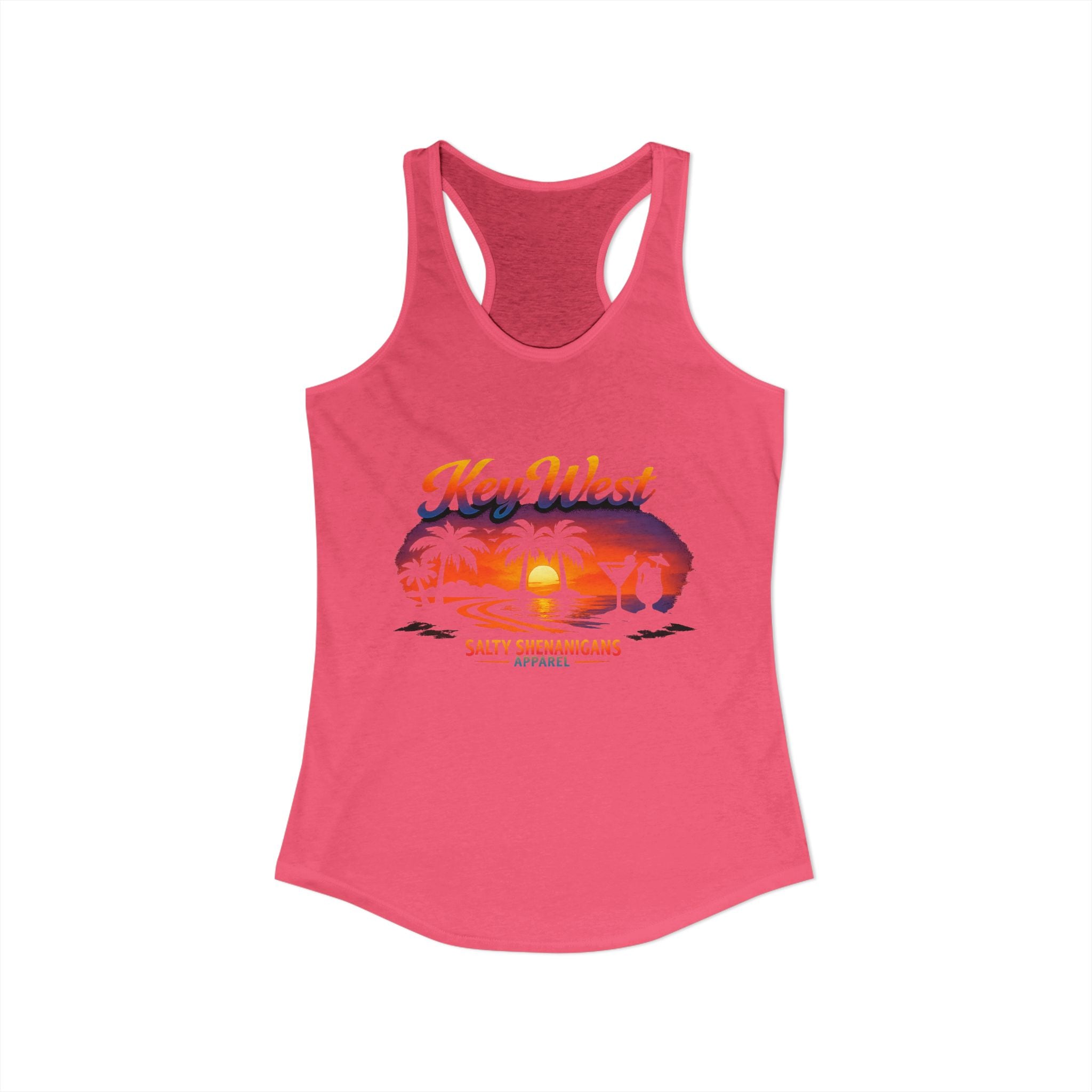 Women's Salty Shenanigans Key West Palm Racerback Tank Printify